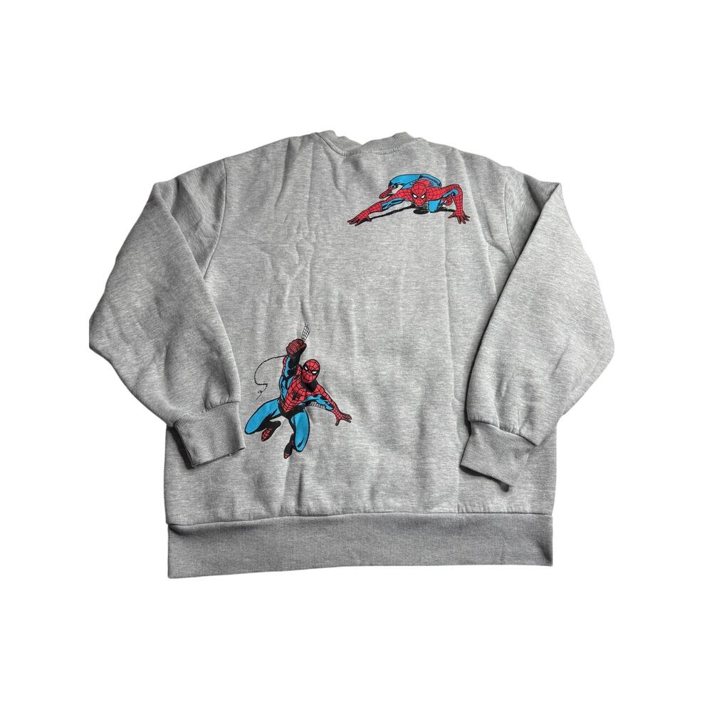 Marvel Spider-Man Gray Graphic Crewneck Sweatshirt Medium Pullover Embroidered - Picture 4 of 12